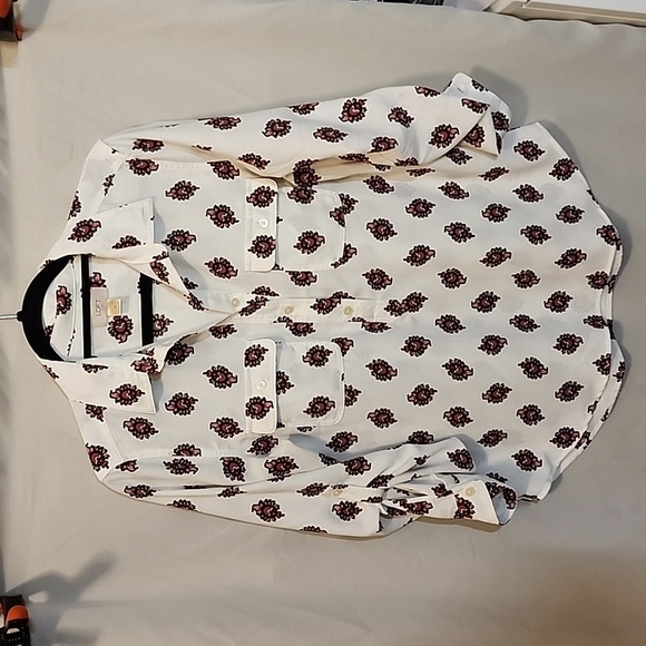 Loft Cream with Floral Design sz MED Blouse - Picture 1 of 5